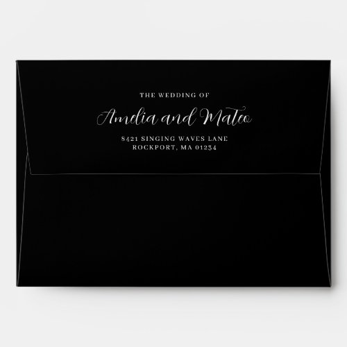 Black Wedding Invitation Return Address Envelope