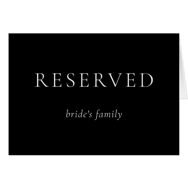 Black Wedding Minimalist Reserved Bride's Family (Front Horizontal)