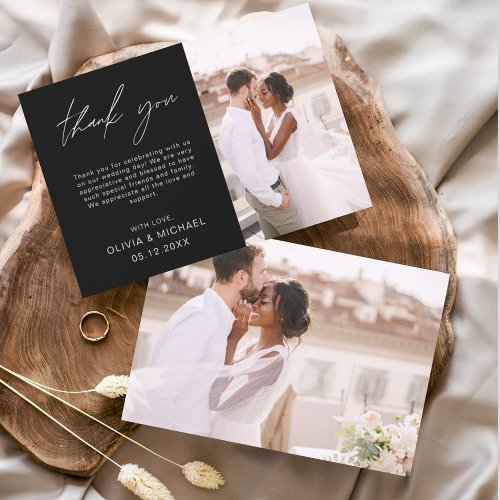 Black Wedding Minimalist Thank You Cards Flyer