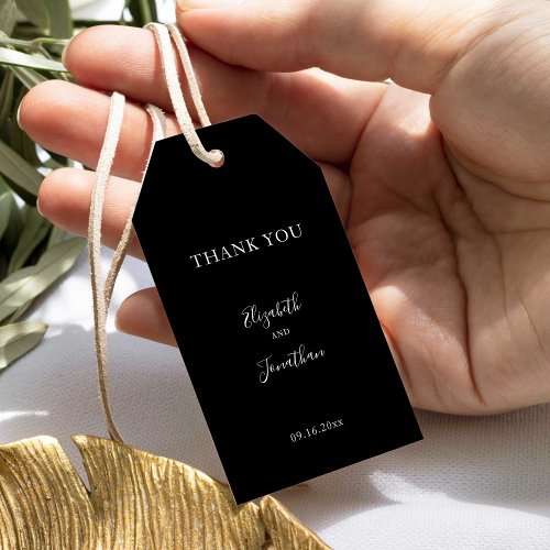 Black Wedding Modern Chic Script Minimalist Simple Gift Tags