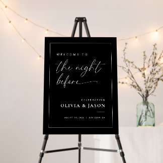 Black Wedding Modern Rehearsal Dinner Welcome Sign