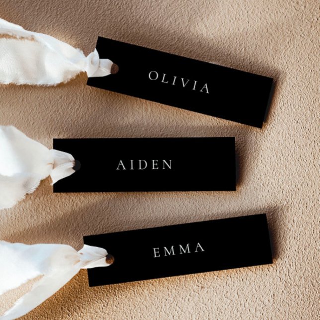 Black Wedding Name Place Cards (Delivered untrimmed)