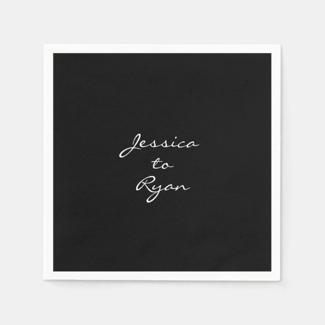 Black Wedding "Name to Name" Cocktail Napkins (Front)