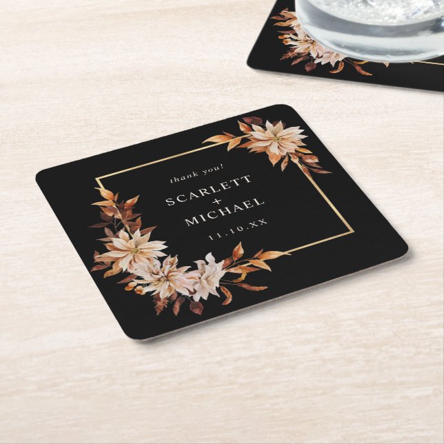 Black Wedding Paper Coaster (Angled)