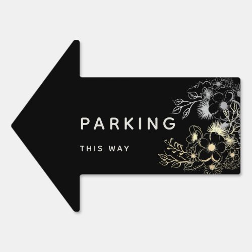 Black Wedding Parking This Way Arrow Sign