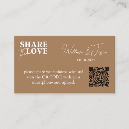 Black Wedding Photo Sharing With QR Code  Enclosure Card