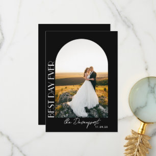 Black Wedding Photo Thank you Card