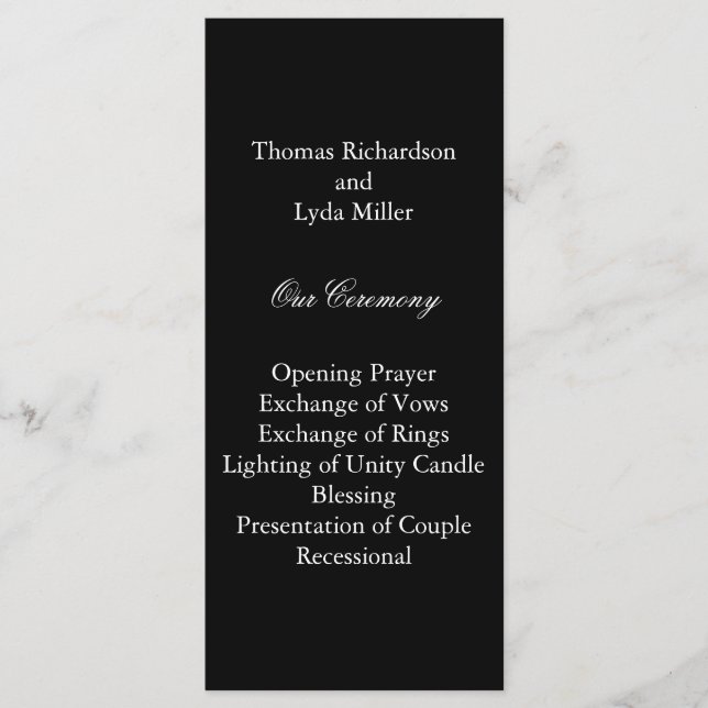 Black Wedding Program (Front)