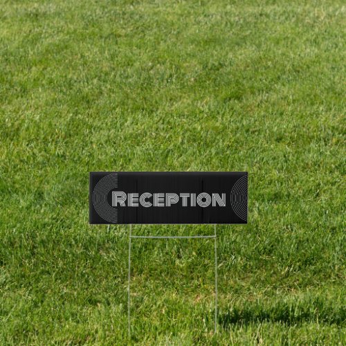 Black Wedding Reception Direction Geometric Arrow Sign
