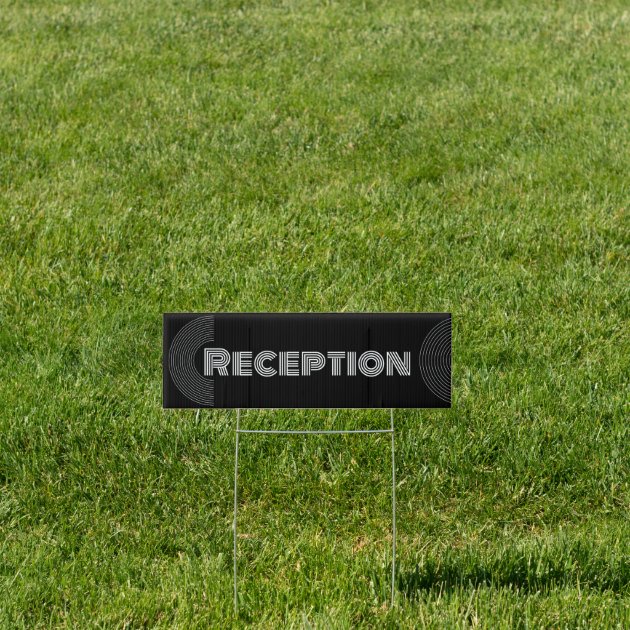 Black Wedding Reception Direction Geometric Arrow Sign