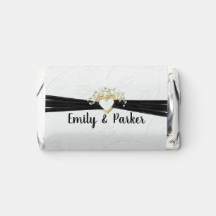 Black Wedding Ribbon with Gold Heart Hershey's Miniatures