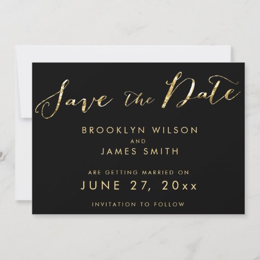 Black Wedding Save The Date Cards Elegant 