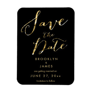 Black Wedding Save The Date Magnets Elegant