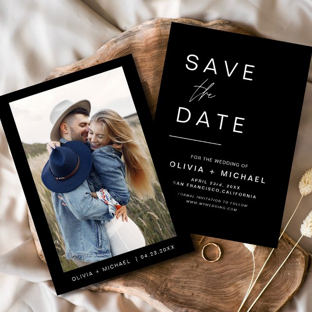 Black Wedding Save the Date Photo Minimalist (Creator Uploaded)