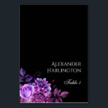 Black wedding seating card. Purple place card<br><div class="desc">Matching items - https://goo.gl/ItzCv9 ♥ Please note, you will need to fold down cards in the center ♥ You can change number of table, name and create as many place cards as need. Put each of them in the cart separately ♥ You can change color or size of font: click...</div>
