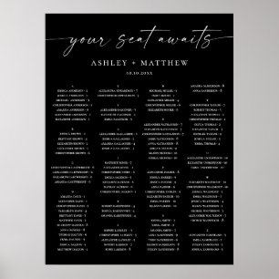 Black Wedding Seating Chart Elegant Alphabetical