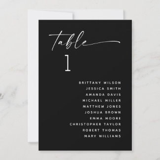 Black Wedding Seating Chart | Modern Evening Invitation