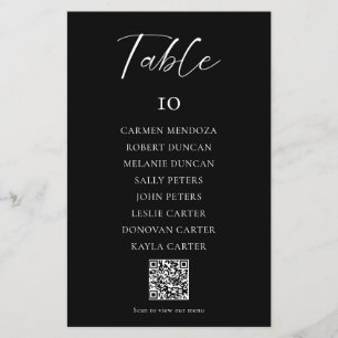 Black Wedding Seating Chart QR Code Menu