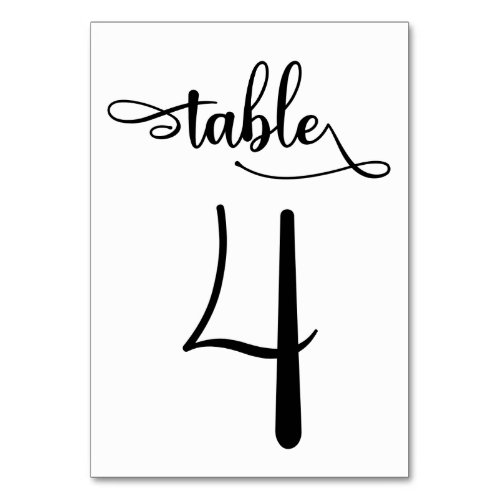 Black wedding sign 35x5 table number  Table 4