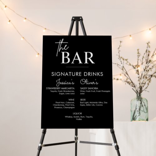 Black Wedding Signature Drink Bar Sign
