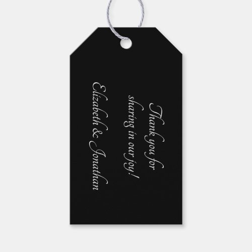 Black Wedding Simple Thank You Tie On Tags