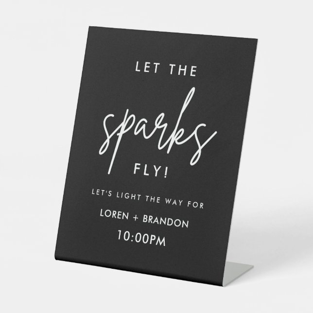 Black Wedding Sparkler Send Off  Pedestal Sign (Front)