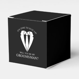 Black Wedding Suit and Tie Groomsman Proposal Favor Boxes