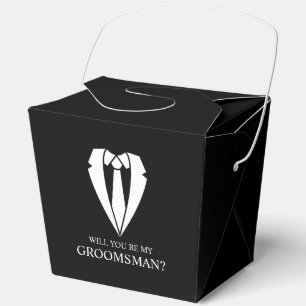 Black Wedding Suit and Tie Groomsman Proposal Favor Boxes