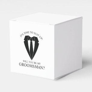 Black Wedding Suit and Tie Groomsman Proposal Favor Boxes