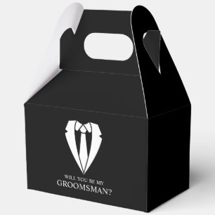 Black Wedding Suit and Tie Groomsman Proposal Favor Boxes