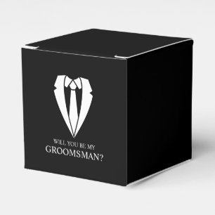 Black Wedding Suit and Tie Groomsman Proposal Favor Boxes