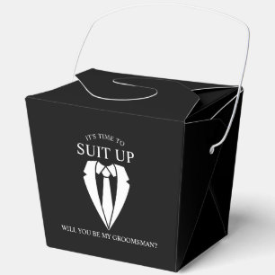 Black Wedding Suit and Tie Groomsman Proposal Favor Boxes
