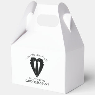 Black Wedding Suit and Tie Groomsman Proposal Favor Boxes