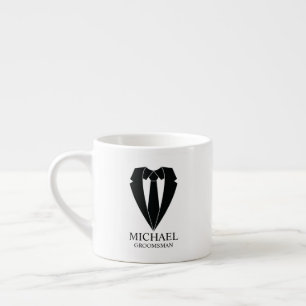 Black Wedding Suit and Tie Personalized Groomsmen Espresso Cup