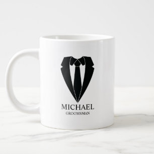 Black Wedding Suit and Tie Personalized Groomsmen Giant Coffee Mug