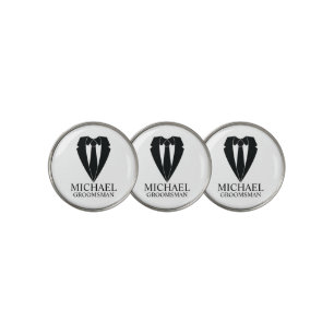 Black Wedding Suit and Tie Personalized Groomsmen Golf Ball Marker