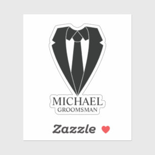 Black Wedding Suit and Tie Personalized Groomsmen Sticker
