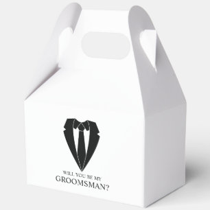 Black Wedding Suit Groomsman Proposal Favor Boxes