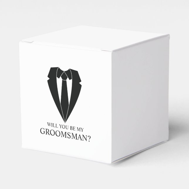 Black Wedding Suit Groomsman Proposal Favor Boxes (Front Side)