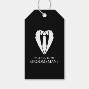 Black Wedding Suit Personalized Groomsman Proposal Gift Tags