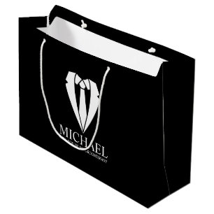 Black Wedding Suit Personalized Groomsman Proposal Large Gift Bag