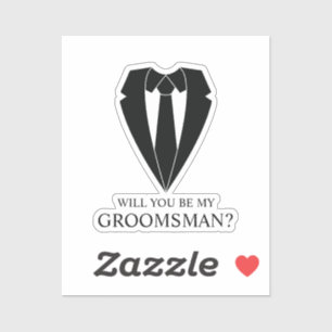 Black Wedding Suit Personalized Groomsman Proposal Sticker