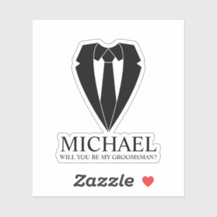 Black Wedding Suit Personalized Groomsman Proposal Sticker