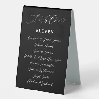 Black Wedding Table Number Guest List Seating Tent
