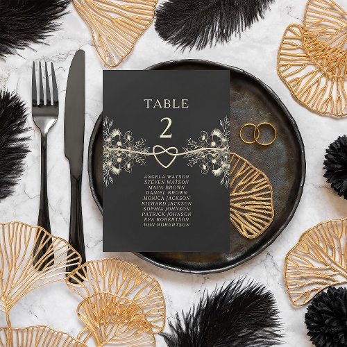 Black Wedding Table Number Seating Chart
