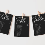 Black Wedding Table Seating Chart Cards at Zazzle