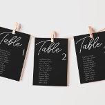 Black Wedding Table Seating Chart Cards<br><div class="desc">Modern Black Wedding Table Seating Chart Cards are the perfect finishing touch for your wedding reception. Guide your guests to their seats with this unique seating chart. The cards are perfect for hanging or displaying on a board or wall. The design features a minimal script font with elegant san serif...</div>