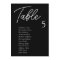 Black Wedding Table Seating Chart Cards