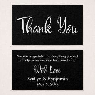 Black Wedding Thank You Favor Tag Insert Card