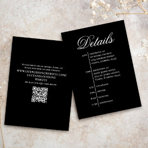 Black Wedding Timeline Details Simple RSVP Enclosure Card